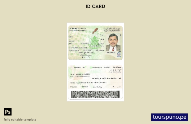 Plantilla de identificación de Marruecos lista para imprimir